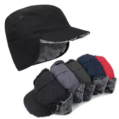 Winter Hat With Ear Flaps Outdoor Thermal Windproof Warm Flat Cap For Mens Women • $14.89