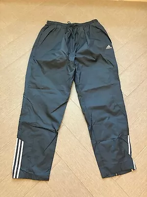Vintage 00s Adidas Three Stripe Vented Lined WarmUp Wind Pants Gray Mens XXL 2XL • $18