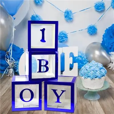 £4.95 • Buy METALLIC BLUE Letter Cube Wedding Baby Boy Balloon Box Birthday Party Decor