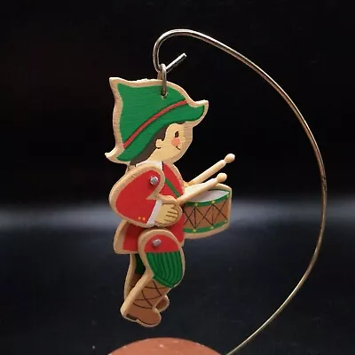 1980s Hallmark Drummer Boy Keepsake Christmas Ornament Jointed Hinged Wooden Boy • $8