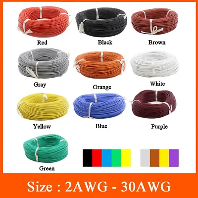 Extra Soft Flexible Silicone Wire Cable 0.08mm Tinned Copper 2/4/6/7/8/10-30 AWG • $2.55