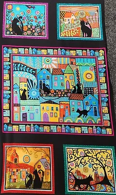 Benartex Folktown Cats 60 Cm X 110cm Fabric Panel 100% Premium Quilting Cotton • £11.50