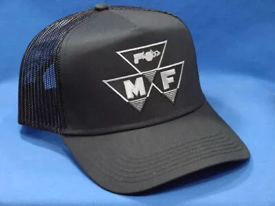 Massey Ferguson Hat - Black Mesh - High Crown - Tri Logo - Snapback - Trucker • $25