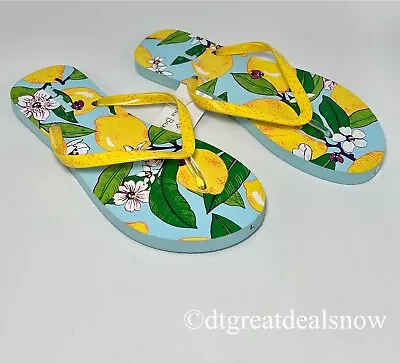 Vera Bradley LEMON GROVE FLIP FLOPS Travel Beach Pool Play Women Large 9-10 • $16.99