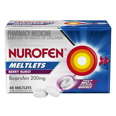 Nurofen 48 Meltlets - Berry Burst Disintegrating Tablets Ibuprofen 200mg • $19.90