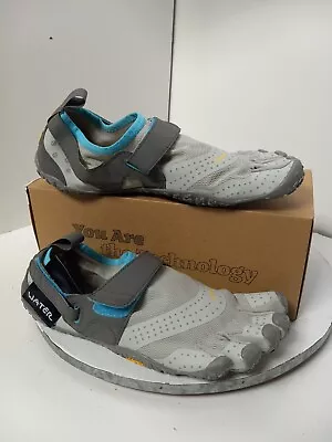 Vibram Womens Sz 9-9.5 (EU 41) V-Aqua Shoes (Grey/Blue) Fivefingers Water Sport • $89.99