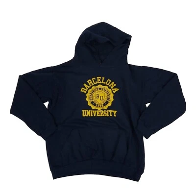 £5 • Buy Barcelona University Navy And Yellow Hoodie, Small