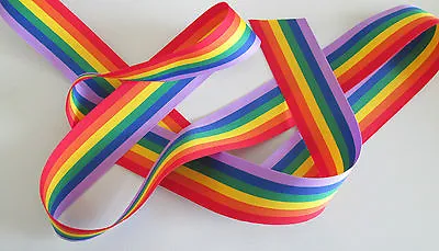 10mm 15mm 25mm 35mm GROSGRAIN RAINBOW RIBBON GAY PRIDE RIBBONS  • £1.56