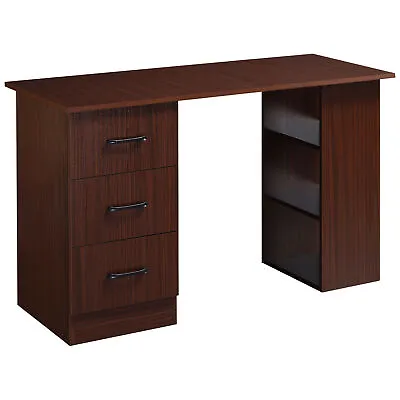 HOMCOM Computer Desk W/ Storage Writing Study Table For Home Office Brown • £69.99