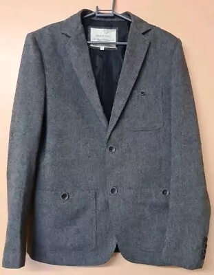 Brave Soul Jacket Blazer Grey Wool Blend Button Pockets Lined Size Small • £19.95