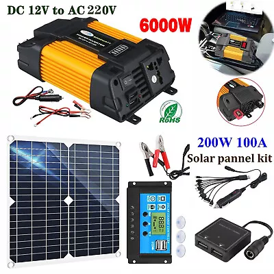 220V Solar Power Kit With Inverter Generator Battery Charger Home Grid System • £41.46