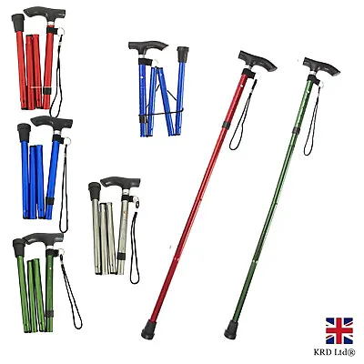 Folding Walking Stick Aluminium Adjustable Lightweight Collapsible Walking Cane  • £11.38