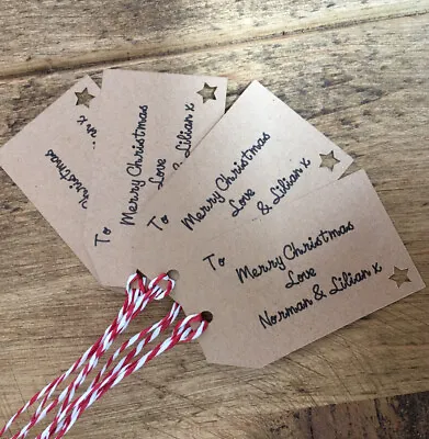 £3.99 • Buy 10 X Personalised Christmas Gift Tags Labels Kraft Card