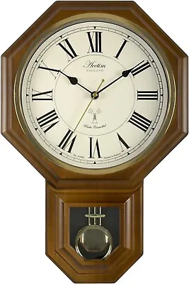 Acctim Yarnton 46cm Pendulum Wall Clock Radio Controlled Quartz DarkWood Effect • £42.99
