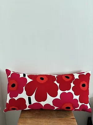 Marimekko Unikko Pink Orange Poppies Lumbar Pillow “C” • $42.99