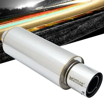 Megan Racing M-N1 Turbo Style Weld-on Exhaust Muffler Silver Chrome Tip+Silencer • $107.87