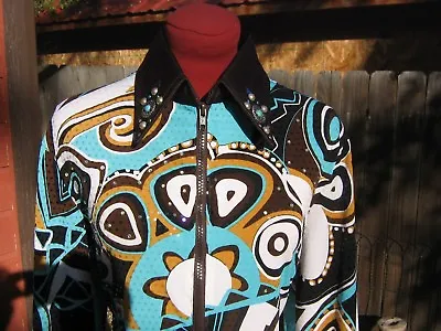 Women 40/42 Turquoise Bro Western Show Shirt Horsemanship Pleasure Leadline Rail • $120