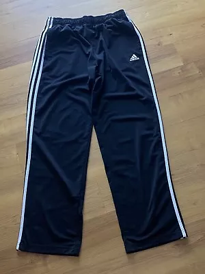 Adidas Men’s Joggers/Soccer Track Pants Sz LARGE L Black White Stripes 2248 • $16