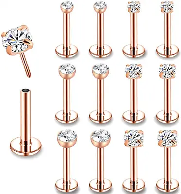 12Pcs/lot 16G Stainless Steel Lip Rings 2-4mm CZ Labret Lip Piercing Jewelry • $11.61