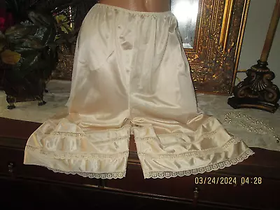 Vtg Sears Beige 24  Long Silky Pettipants Leg Slip Panty Bloomer XL Lingerie • $12.99