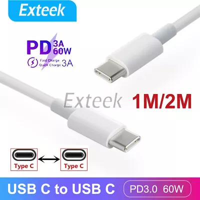$4.70 • Buy USB Type C To USB-C Cable Charge PD Quick Charging Data Fast Charger Samsung