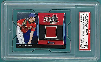 2011 Bowman Draft Matt Moore Game Used Jersey  - #MMO PSA 7! Rays! POP 1! • $18.99