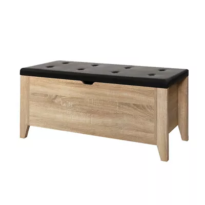 Artiss Storage Ottoman Blanket Box Leather Bench Foot Stool Chest Toy Oak Couch • $88.35