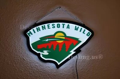 Minnesota Wild 2D LED 20  Neon Sign Lamp Light Hanging Nightlight Decor Beer EY • $139.59