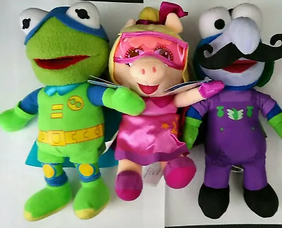 NEW: Muppet Baby Set (3) Kermit Miss Piggy And Dr Meano Gonzo; Disney  9  Plush • $89.54