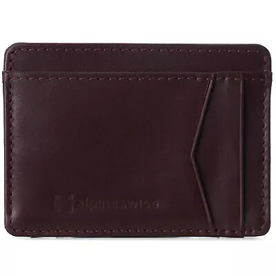 Alpine Swiss Mens RFID Safe Front Pocket Wallet Smooth Leather Slim Card Holder • $19.99