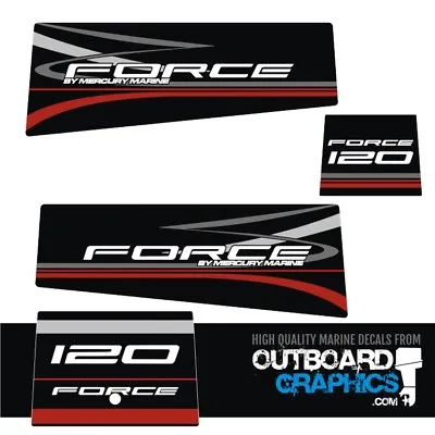 Mercury Force 120hp Outboard Engine Decals/sticker Kit - Black • $58.96