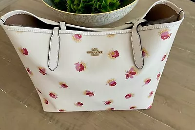 Coach Floral Ava Tote F55192 Large Bag Cream White Pink Red Handbag • $56