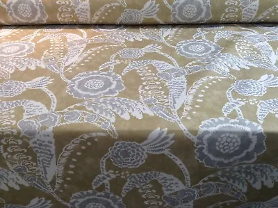 Fabric Flynn Leaf Damask Grey Cotton Chess Designs Curtain Blind Upholstery • £2.99