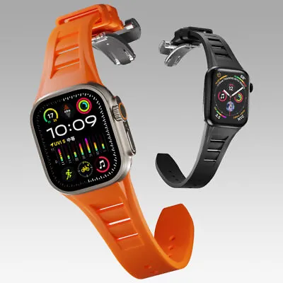 RM Mod Silicone Strap For Apple Watch Ultra 9 8 7 6 Steel Butterfly Buckle Band • $15.99
