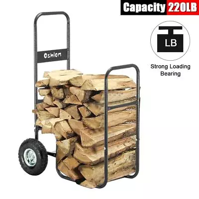 Portable Firewood Carrier Wood Mover Hauler Log Rack Dolly Cart Rolling US • $21.95