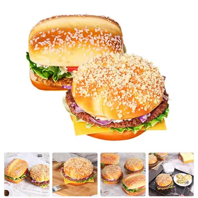  2 Pcs Pu Artificial Food Models Fake Bread Simulated Burgers • £21.88