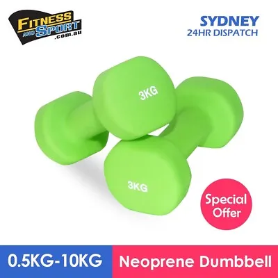 2x 3KG Solid Neoprene Dumbbell Anti-Slip Dumbells Set Strength Hand Weights • $43.99