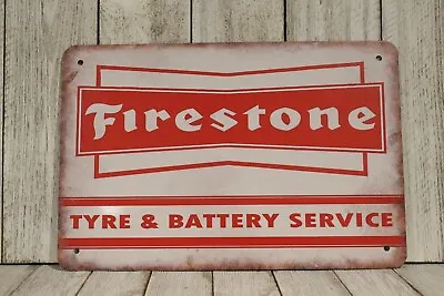 Firestone Tyres Tires Tin Sign Metal Rustic Look Garage Mechanic Tire Shop XZ • $10.97