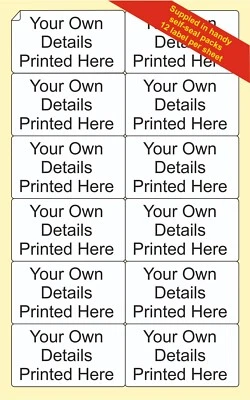 £0.99 • Buy 50 Personalised Stickers - Self Adhesive Printed Address Labels - Name Tags