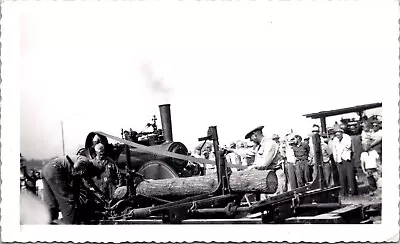 Sawmill Operation Using Steam Powered Tractor Vintage B&W Photo • $5.99