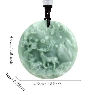 Jade Deer Pendant Necklace Men Gifts For Women Gemstones Real Jewelry Natural • £5.88