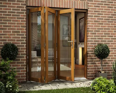 £1322.50 • Buy Oak Folding Sliding Bifold Trifold French Patio External Doors 1.8m 6ft Oakfold