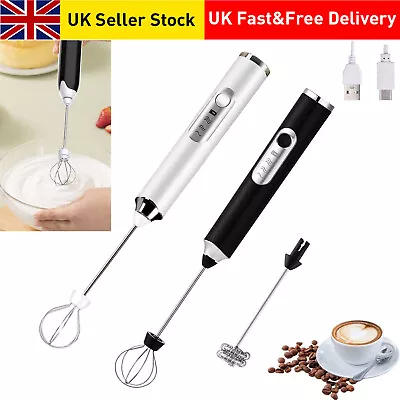 Milk Coffee Frother USB Electric Whisk Egg Beater Handheld Drink Frappe Mixer • £8.99