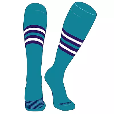 Striped OTC Baseball Softball Football Socks (F) Marlin Teal Purple White • $15.99