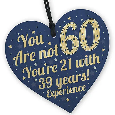 £3.99 • Buy 60th Birthday Gift For Women Men Wooden Heart Plaque Happy Birthday Mum Dad