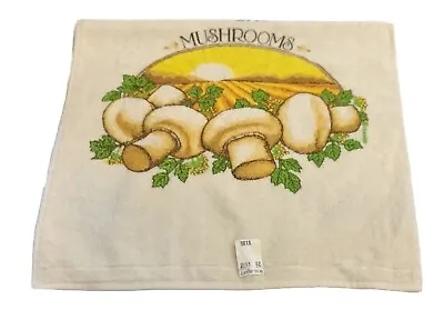 Vintage Mushroom Cottagecore Kitchen Towel 70’s  Cannon Cream Yellow Green • $12.95