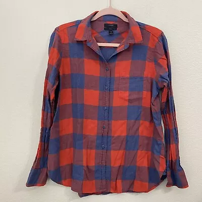 J.Crew Shirt Size 10 Petite Plaid Boy Red Blue Button Front C1 • $25