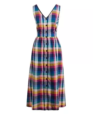 J. Crew  Midi Dress  Sz 2 Multicolor Cotton Poplin Sleeveless Pockets  • $12.98