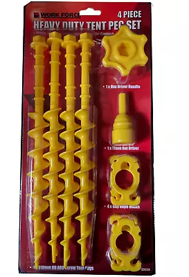 $19.90 • Buy 4PC Heavy Duty ABS Screw Tent Pegs  Guy Rope Holder 300mm NUT DRIVER DRIVER HAND