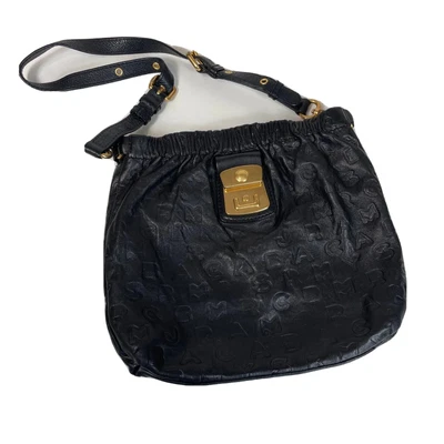 $69.70 • Buy Marc Jacobs Dreamy  Logo Leather Shoulder Bag Black L Strap Zipper Pocket